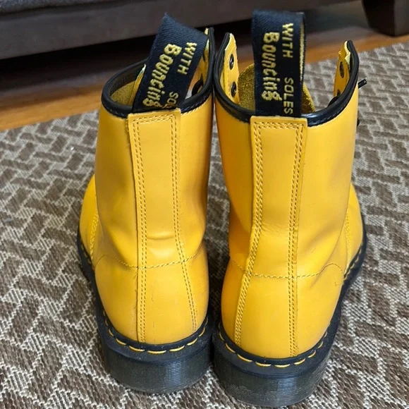 Yellow Dr. Martens Leather Lace-Up Boots - Picture 3 of 7